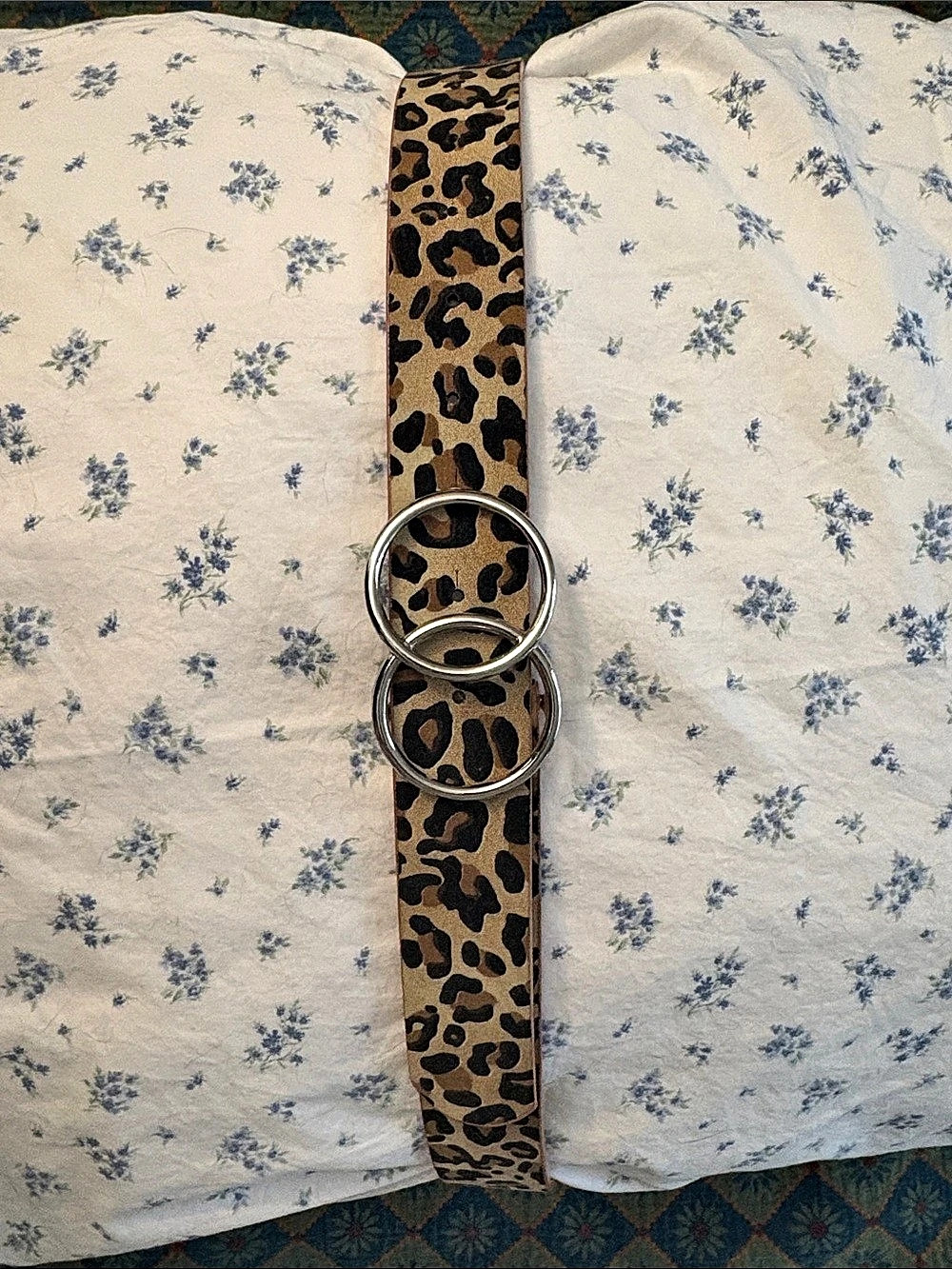 Women's Leopard Print Double Ring Belt
